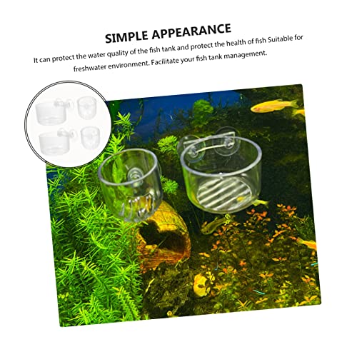 BESPORTBLE 4pcs Acrylic Feeding Cups for Aquariums Transparent Shrimp Feeder Dishes with Suction Cup Design Easy to Install Promotes Healthy Eating for Fish and Shrimp