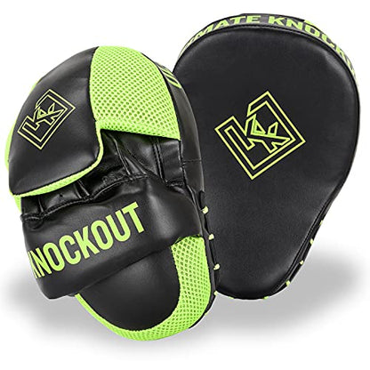 Macro Focused Curved Punching Mitts for Focused Hand Target Bag to Punch & Kickboxing, MMA Muay Thai Home Gym Training Pads for Men and Women - color: Green