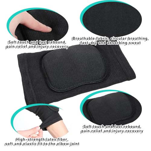 cobee 1 Pair Volleyball Elbow Pads, Arm Brace Ventilate Sport Elbow Protector Strap, Black Elbow Pads Arm Pads With Padded Soft Support Cushion for Men And Women
