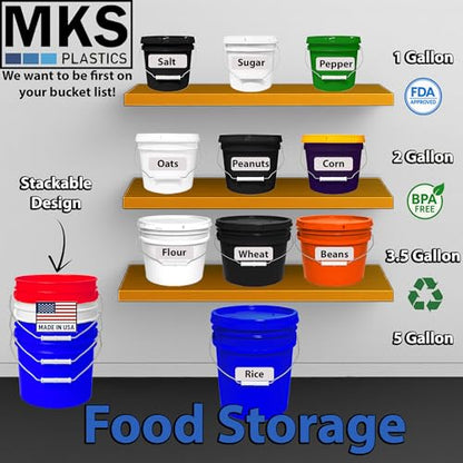 5-Gallon Bucket with Airtight Lid – Made in USA, Food Grade BPA Free Plastic, Heavy Duty Multi-Use, Metal Handle with Grip, Stackable Storage – Blue, 1 Pack - color: Blue, size: 1