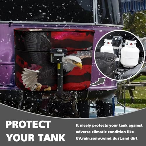 Eagle American Flag RV Propane Tank Cover for Travel Trailer Waterproof/Dustproof Camper Propane Tank Cover Double 20LB, Weather Resistant Gas Cylinder Cover - color: Eagle American Flag, size: Small-Double 20 LB