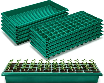 10 Pcs Seed Starter Kit 72 Cell Seedling Starting Trays and 1020 Trays No Holes Plant Growing Nursery Pots for Gardening Germination Propagation (Green)