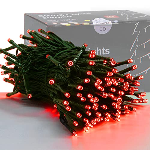 HOME LIGHTING 66ft Valentines Decorative Mini Lights, 200 LED Green Wire Christmas Fairy String Lights Plug in, 8 Lighting Modes, Waterproof for Indoor Outdoor Tree Wedding Party Decoration (Red) - color: Red