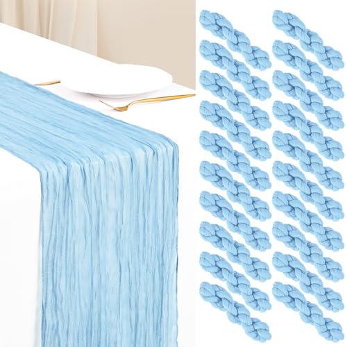Showgeous 20 Pack Baby Blue Cheesecloth Table Runner, 17 x 108 Inches - color: Baby Blue, size: 20 Pack