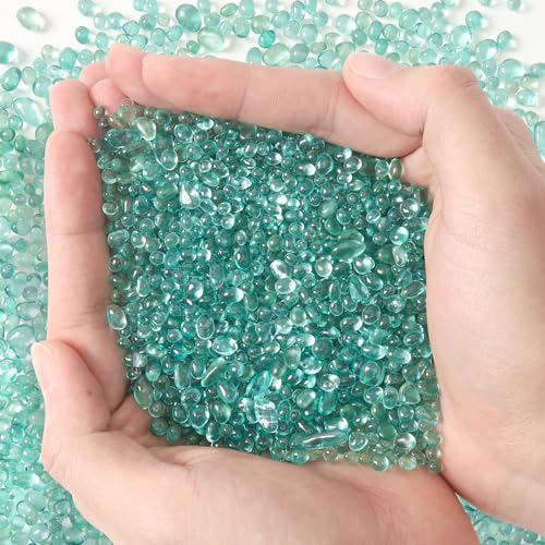 T4U Aquarium Gravel Rocks, Green Glass Pebbles for Fish Tank 2 lb | Smooth rounded decorative stones for aquarium substrate, succulent top dressing, vase filler, terrariums and resin art crafts - color: #10 - Green, size: 2 LB