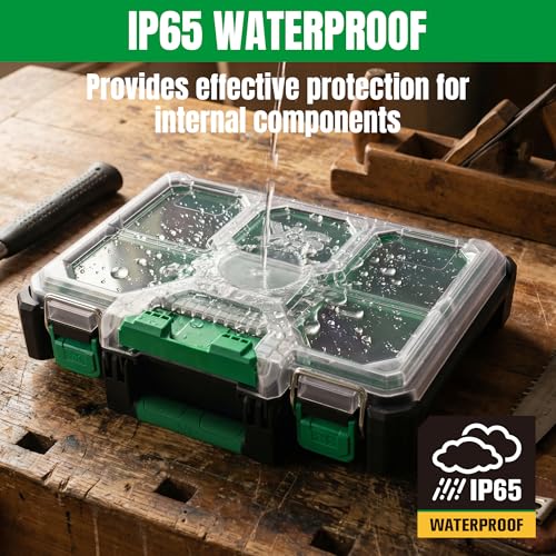 SK 13.5-Inch Small Part Organizer, Portable Tool Box Organizer, IP65 | Stackable Tool Box, 7 Compartments and Removable Dividers, Waterproof & Impact-Resistant, for Small Tools and Accessories - size: 13.5-Inch Small Part Organizer