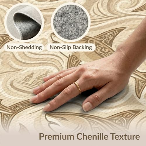 4'x6' Washable Bohemian Swirl Accent Rug, Tan Non-Shedding Small Carpet Pet Friendly & Non-Slip for Playroom, Bedroom, Reading Nook | Ref:2067663 - color: Beige/Pattern 21, size: 4' x 6' (Rectangular)