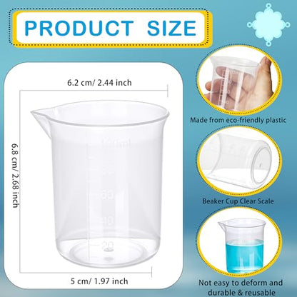 36 Pcs Plastic Measuring Cups Clear Graduated 100 ML/3.4 OZ Measuring Cups Mixing Beaker for Resin DIY Classroom Experiment Laboratory