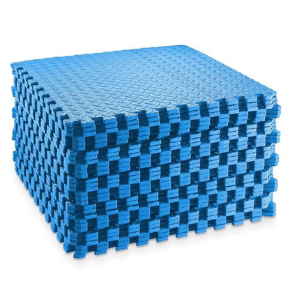 Philosophy Gym Pack of 30 Exercise Flooring Mats - 24 x 24 Inch Foam Rubber Interlocking Puzzle Floor Tiles - Blue - color: 120 Sq Ft, 1/2" Thick - Blue