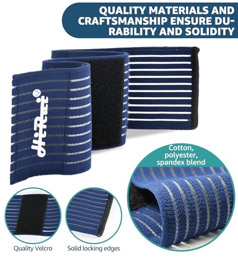 HiRui 2-Pack High-Elastic Wrist Support Straps Wrist Compression Bandage - Wrist Wraps Wristbands for Carpal Tunnel Arthritis Tendonitis Weightlifting Tennis Basketball - Breathable Soft (Navy Blue) - color: Navy Blue