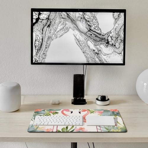 Large Size Gaming Mouse Pad Flamingos and Flowers Desk Mat Non-Slip Base Waterproof Desktop Writing Pad for Office Home - color: Flamingos and Flowers, size: 30x60cm