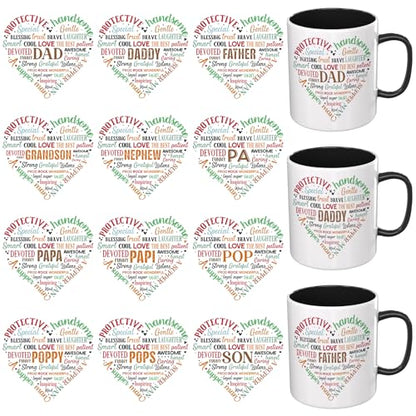 UV DTF Cup Wrap 12 Sheets Daddy Transfer Sticker | High Definition Colors, Strong Adhesion, Cold Transfer Printing, with UV Protective Layer, Wide Pattern Selection - style: Father's Day Daddy Heart