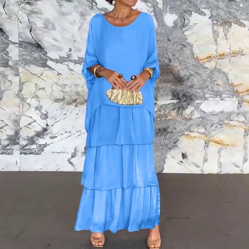 Prayer Clothes for Muslim Women One-Piece Long Sleeve Islamic Prayer Dress O Neck Slim Fit Maxi Dress Dress - color: Blue, size: Medium