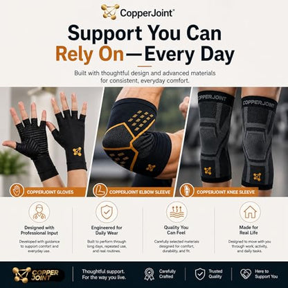 CopperJoint Compression Wrist Sleeve – Copper Hand Brace, Copper Wrist Compression Sleeve, Weight Lifting Wrist Support Brace, Hand Support for Sore Muscles, Yoga, Bowling, Sports - 1 Pair Large - size: Large