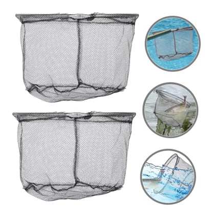 Beaupretty 4pcs Foldable Fishing Net Heads Stainless Steel Landing Net Replacement with Deep Black Mesh 40cm for Freshwater and Saltwater Anglers