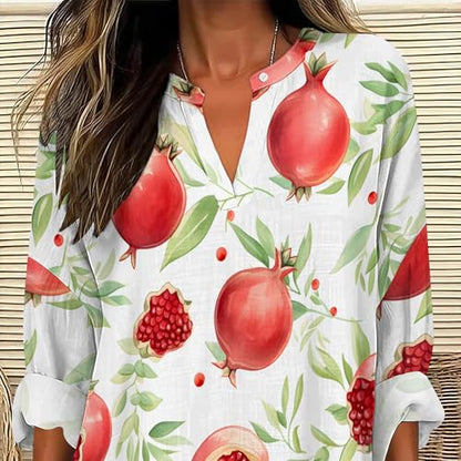Womens Long Sleeve Shirts V Neck Loose Fit Oversized Graphic Tees Trendy Casual Womens Pullover Tropical Vacation Outfits - color: Style-01, size: Medium