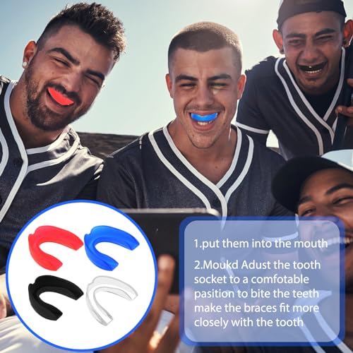 4 Pcs Sports Mouth Guards Adults Junior Sports Athletic Mouthpiece Teeth Shield Protection for Boxing MMA Basketball Football Hockey Karate Taekwondo Judo Martial Arts and All Contact Sports