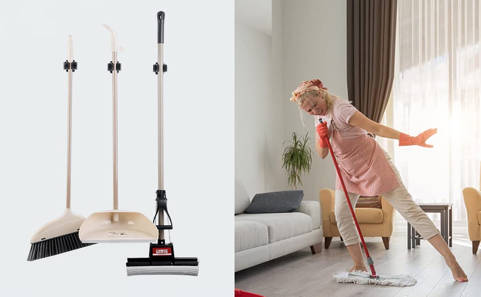 JAMEND CLXP 6PCS Broom and Mop Holder, Heavy Duty Garden Tool Organizer Rack Rake and Shovel Handle, Stainless Steel Mop Hanger. Wall Mounted Utility Rack with Screws, Silver. - color: Silver, size: 6