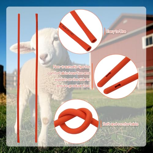 5 Pieces Lamb Feeding Tubes, Red Flexible Rubber Replacement Tubing Supplies for Lamb,Sheep,Piglet,Rabbit,Puppy Feeding (16 Inch x 16FR) (5 Pack, 18 FR) - color: 5 Pack, size: 18 FR