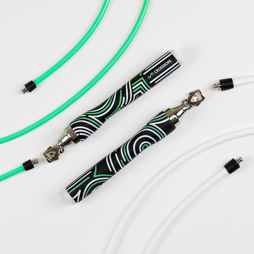 Crossrope Get Lean Weighted Jump Rope Set for Weight Loss | Includes Slim Handles with 1/4 and 1/2 lb weighted ropes for efficient cardio, endurance training, and full-body workouts. - size: Large, style: 2023 Edition