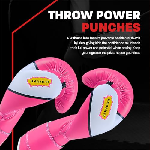 Kids Boxing Gloves for Kids Children Youth Punching Bag Kickboxing Muay Thai Mitts MMA Training Sparring Gloves - color: Pink, size: 6 oz