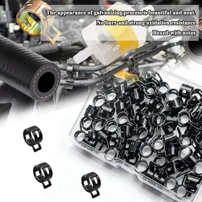 50Pcs 8mm Spring Band Hose Clamps, Black Fuel Line Hose Clamp Low Pressure Air Clip Strap for Silicone Vacuum Hose Fuel Line Clamps - color: Black-8mm-50pcs