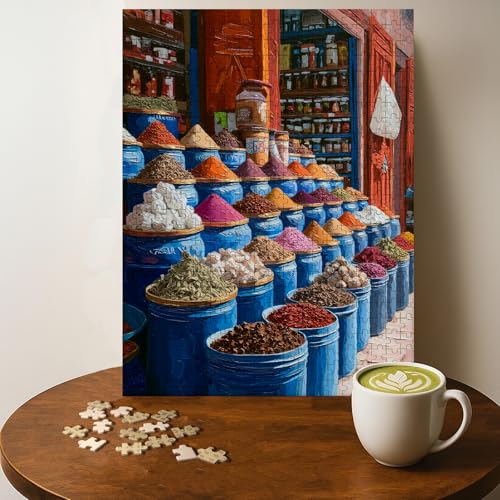 Arabic Spice Market Islamic Decor Islam Jigsaw Puzzle - 500 Pieces Wooden Puzzle for Adults, Wall Art Gift, Finished Size: 20 x 15 Inch - color: Arabic Spice Market Islamic Decor - 500 Pieces