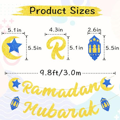 VILIFEVER Ramadan Mubarak Banner Ramadan Decorations for Mantel Fireplace, Muslim Ramadan Kareem Banner Ramadan Photo Backdrop for Home Eid Al Fitr Party Decor