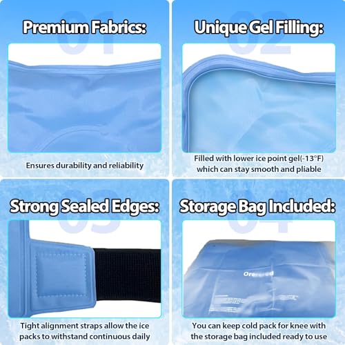 Ice Packs for Injuries Reusable, Knee Gel Ice Pack Wrap Pain Relief for Knee Replacement Surgery, Swelling, Meniscus Tear, ACL, Sports Injuries, Bruises and Arthritis, Elbow Ice Pack Blue - color: Knee Ice Wrap-blue