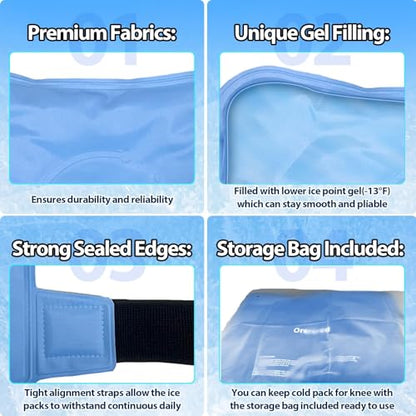 Ice Packs for Injuries Reusable, Knee Gel Ice Pack Wrap Pain Relief for Knee Replacement Surgery, Swelling, Meniscus Tear, ACL, Sports Injuries, Bruises and Arthritis, Elbow Ice Pack Blue - color: Knee Ice Wrap-blue