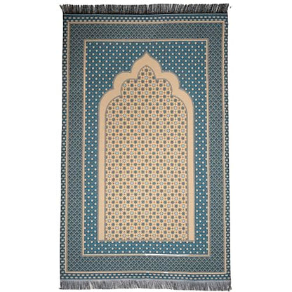 Modefa Turkish Islamic Prayer Mat Janamaz Sajjadah | Thin Woven Cotton Praying Rug Ramadan Eid Gift | Traditional Muslim Sejada for Men Women - Hira Diamond (Turquoise Blue) - color: Turquoise Blue
