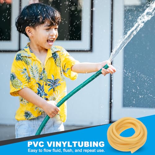 PATIKIL Rubber Tubing, 5mmx10mmx5m Tubing Tube with Hose Clamps, Soft Hose Line Pipe for Multipurpose Industrial Aquarium, Yellow - size: 5mmx10mmx5m