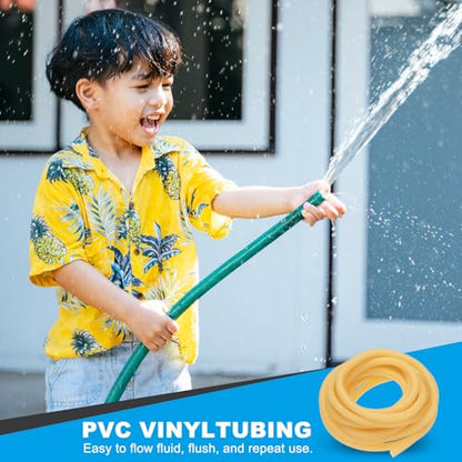 PATIKIL Rubber Tubing, 5mmx10mmx5m Tubing Tube with Hose Clamps, Soft Hose Line Pipe for Multipurpose Industrial Aquarium, Yellow - size: 5mmx10mmx5m