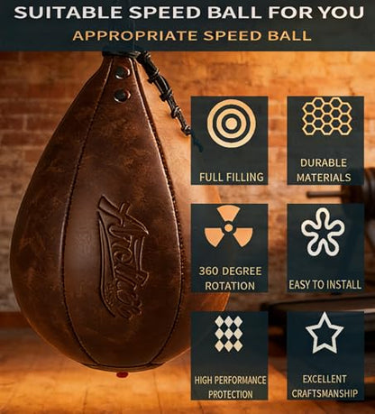 Boxing Speed Punching Bag MMA Training Speed Ball Hanging Swivel Reflex Bag Equipment Workout Kicking Martial Arts Home Gym Exercise Speed Bag - color: Coffee