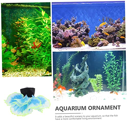 Luxshiny Durable Blue Silicone Aquarium Plant Decor Lifelike Artificial Fish Tank Ornament for Freshwater Aquarium Supplies Vivid Aquatic Plant Adornment Enhancing Natural Style and