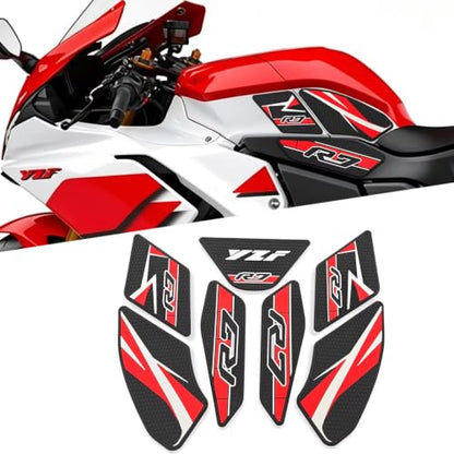 for YZF-R7 yzfr7 2026 New Accessories Fuel Tank Anti-Slip Stickers Side Guards Knee Anti-Slip mats Protective Stickers 7-piece Set Rubber Fuel Tank Stickers Tank Pads Tank pad Gas (2026 Red) - color: 2026 Red
