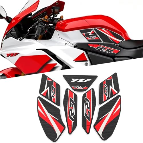 for YZF-R7 yzfr7 2026 New Accessories Fuel Tank Anti-Slip Stickers Side Guards Knee Anti-Slip mats Protective Stickers 7-piece Set Rubber Fuel Tank Stickers Tank Pads Tank pad Gas (2026 Red) - color: 2026 Red