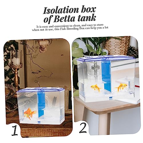 Wakauto Aquarium Isolation Box for Fish Breeding and Separation Transparent Acrylic Hatchery with Removable Partition Suitable for Betta Guppies Compact Dual Chamber Fish Tank