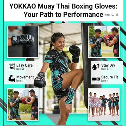 Yokkao Muay Thai Boxing Gloves – Essential Gloves for Beginners Men & Women Microfiber Leather Multi-Layered Foam Padding & Secure Fit - size: 10oz