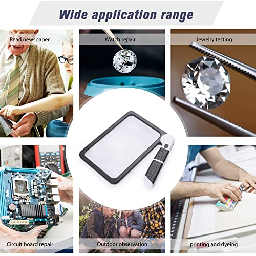 Magnifying Glass with Light, Page 5X Folding Handheld Rectangular Magnifier with 48 Lights for Reading Books & Close Work, Ideal Lighted Magnifying Gift for Low Visions - style: 5X