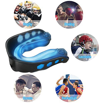 Number-one 2 Pack Soft Mouth Guard with Strap, Professional Sports Mouthguard for Boxing, Jujitsu, MMA, Football, Basketball, Hockey, Karate, Rugby Teeth Armor to Protect Braces for Adult & Youth