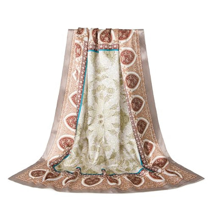 Silk-Feel 35x35 Satin Hair Scarf | Multi-Way Head Wrap for Sleep, Style & Hijab | Gift-Ready Fashion Scarf for Women - color: Champagne