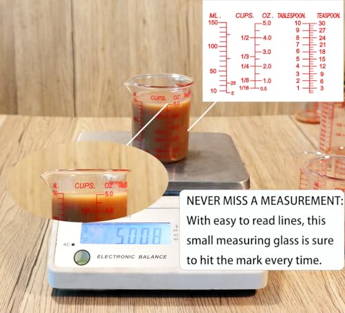 High Borosilicate Glass Measuring Cup-V-Shaped Spout，Glass Measuring Beaker for Kitchen or Restaurant, Easy to Read, 150 ML (5 Oz)-Single - size: 150 ML (5 Oz)-SINGLE