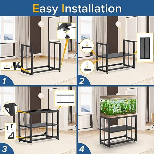 TOCRETOARE Fish Tank Stand 40 Gallon, Metal Aquarium Stand 36.5" L x 18.5" W*29.5”H, Double-Layer Storage Design, Suitable for Home and Office Use, 660LBS Capacity, Black (Tank not Included)