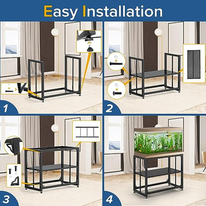 TOCRETOARE Fish Tank Stand 40 Gallon, Metal Aquarium Stand 36.5" L x 18.5" W*29.5”H, Double-Layer Storage Design, Suitable for Home and Office Use, 660LBS Capacity, Black (Tank not Included)