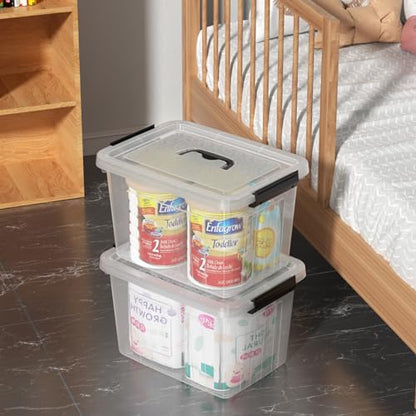 Kekow 18 L Clear Storage Bin with Lid, Clear Plastic Storage Totes, 4-Pack | Clear Design, Sturdy Plastic Material, Dual Side Latch Locks, for Home Office Kitchen Storage - size: 18 L
