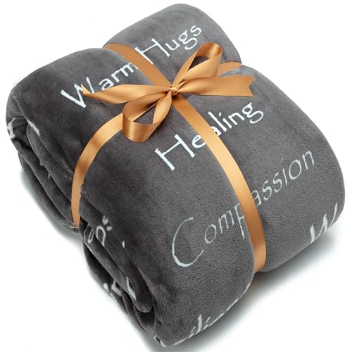 Chanasya Premium Sympathy Warm Hugs Gift Throw Blanket - for Positive Energy Love Support Comfort Sympathy - Cancer Chemo Surgery Get Well Gift Blanket - Women Men Friend (60x70 Inches) Gray - color: Gray, size: Large Throw