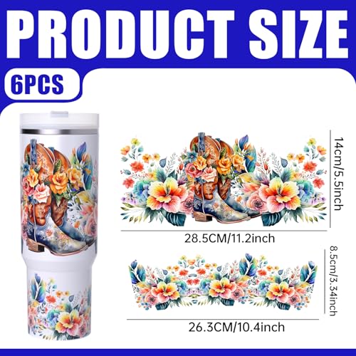6 PCS Colorful Cow UV DTF Stickers, UV DTF Cup Wrap for 40oz | Vibrant washable UV DTF cup wrap transfers with strong adhesion for glass cups, mugs and smooth hard surfaces - style: Colorful Cow