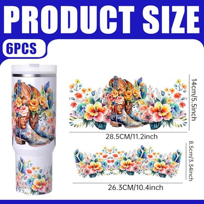 6 PCS Colorful Cow UV DTF Stickers, UV DTF Cup Wrap for 40oz | Vibrant washable UV DTF cup wrap transfers with strong adhesion for glass cups, mugs and smooth hard surfaces - style: Colorful Cow