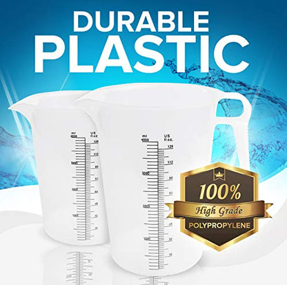 64oz (1/2 gallon) Measuring Pitcher, Plastic, Multipurpose - Great for Oil, Chemicals, Pool and Lawn - Ounce (oz) and Milliliter (mL) Increments (2000 mL) - size: 64oz